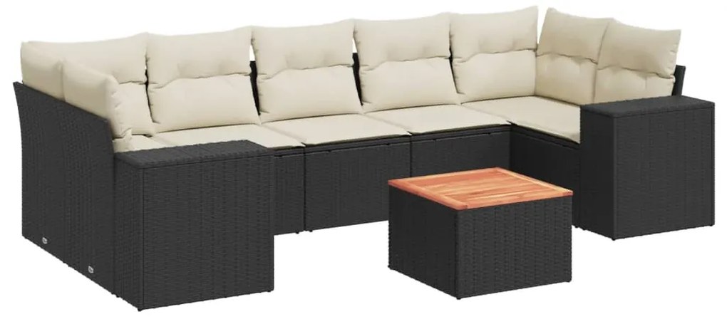 Set Divani da Giardino con Cuscini 8 pz Nero in Polyrattan