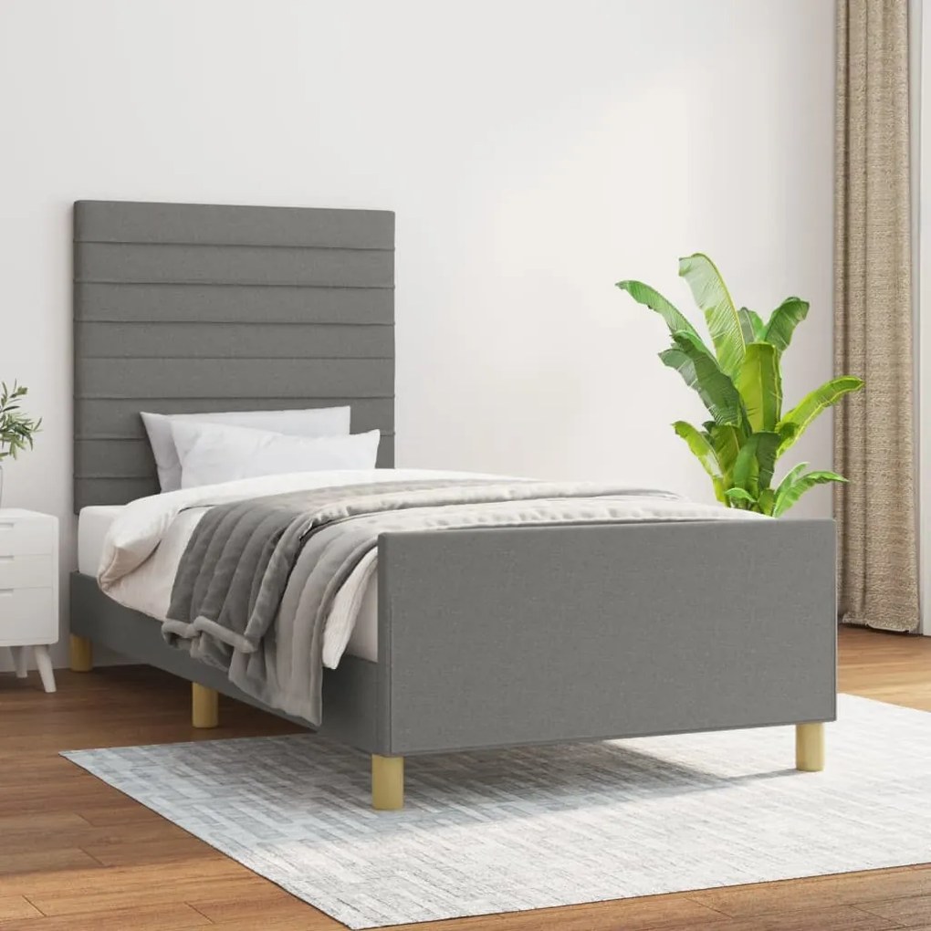 Giroletto Senza Materasso Grigio Scuro 100x200 Cm Tessuto /