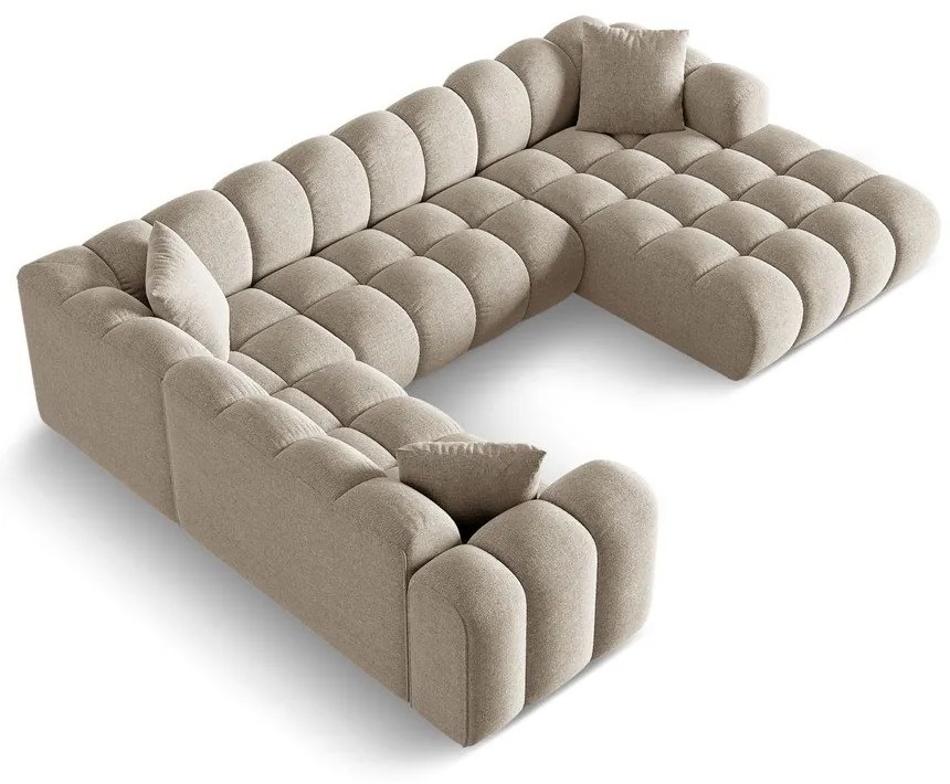 Divano angolare marrone chiaro (con penisola a sinistra/a U) con rivestimento in ciniglia Treno – Cosmopolitan Design