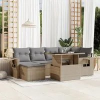 Set Divani da Giardino 7 pz con Cuscini Beige in Polyrattan 3268049