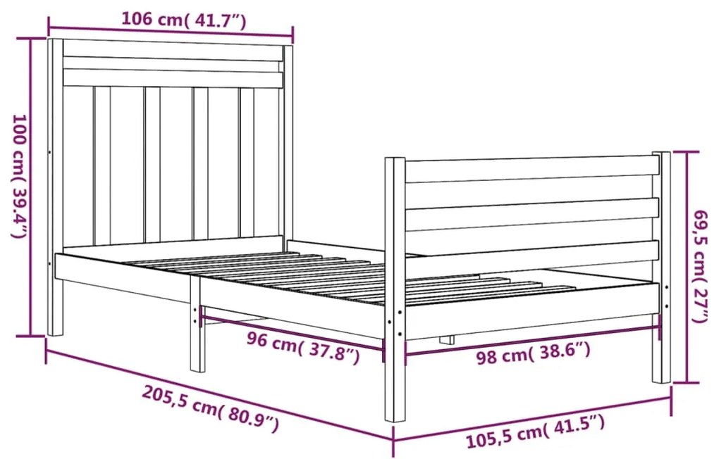 Giroletto Bianco in Legno Massello 100x200 cm