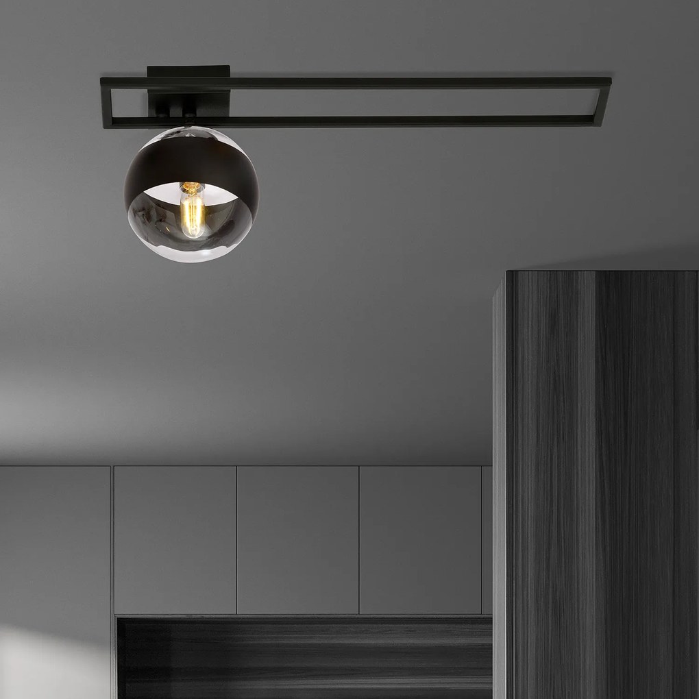 Plafoniera Moderna Andromeda Acciaio Nero 1 Luce E14 Ip20