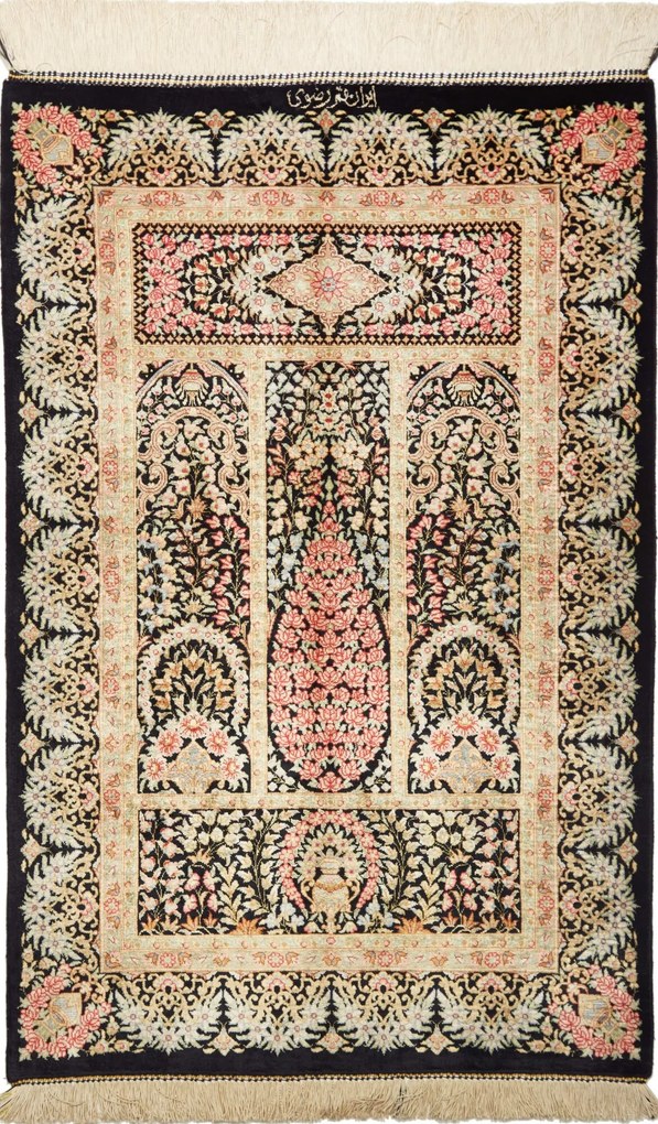 Ghom Tappeto persiano 60x90 Nero (Iran) Annodato A Mano