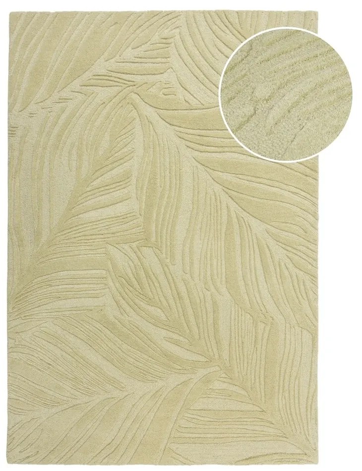 Tappeto in lana verde 200x290 cm Lino Leaf - Flair Rugs