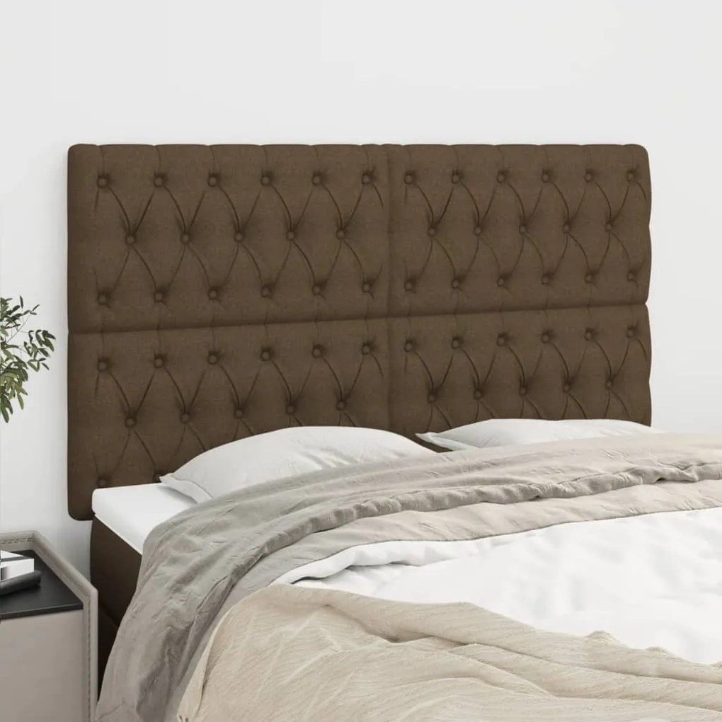 Testiera 4 Pz Marrone Scuro 80 X 7 X 78/88 Cm İn Tessuto /