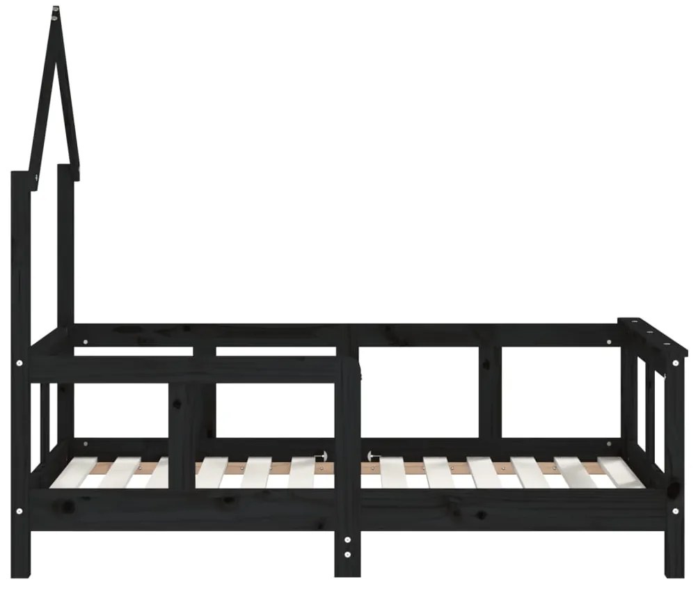Giroletto per bambini nero 70x140 cm in legno massello di pino