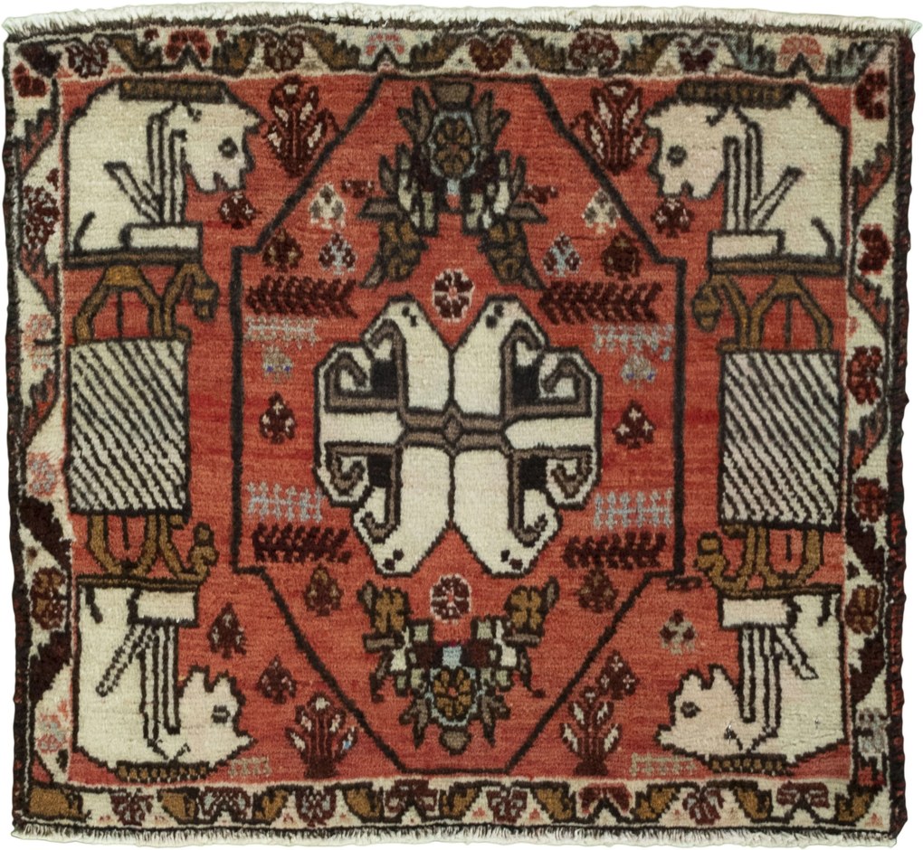 Shiraz Tappeto 60x60 Rosso (Iran) Annodato A Mano