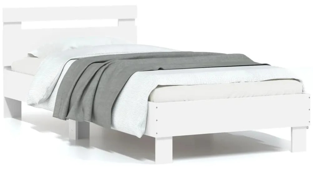 Giroletto Con Testiera Bianco 90x190 Cm İn Legno Multistrato /
