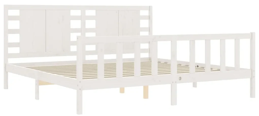 Giroletto con testiera bianco 200x200 cm in legno massello