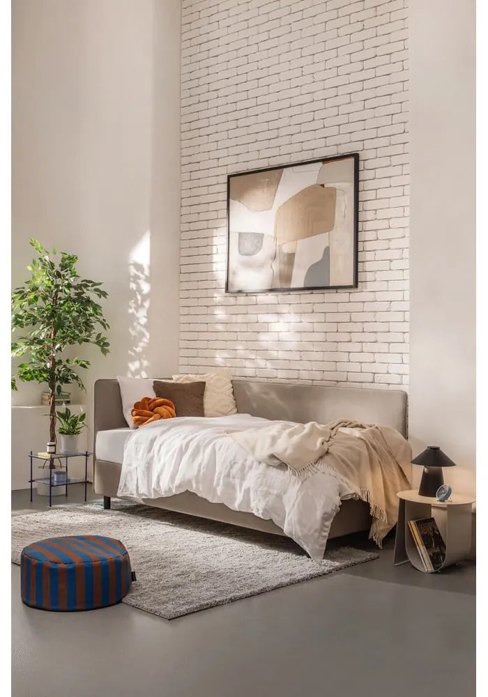 Letto singolo imbottito grigio tortora con contenitore con materasso incluso 90x200 cm Avela – Bonami Selection