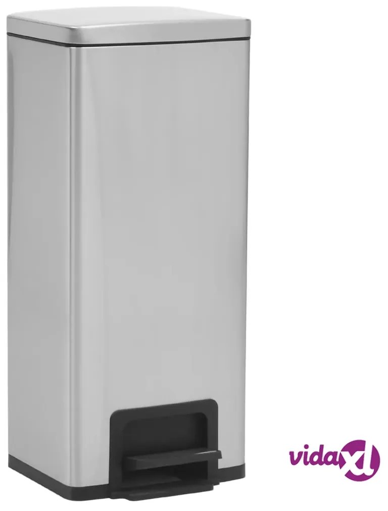 vidaXL Pattumiera a Pedale Anti-Impronte 30 L Argento in Acciaio Inox