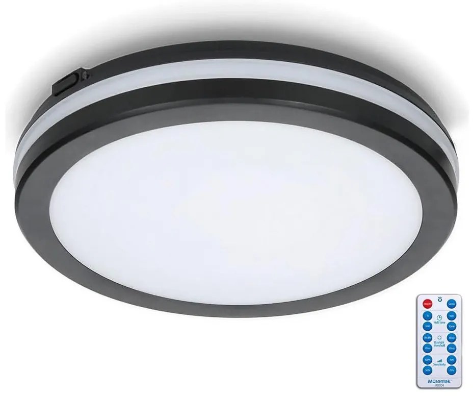Plafoniera LED bagno con sensore LED/24W/230V pr. 30 cm nera + telecomando