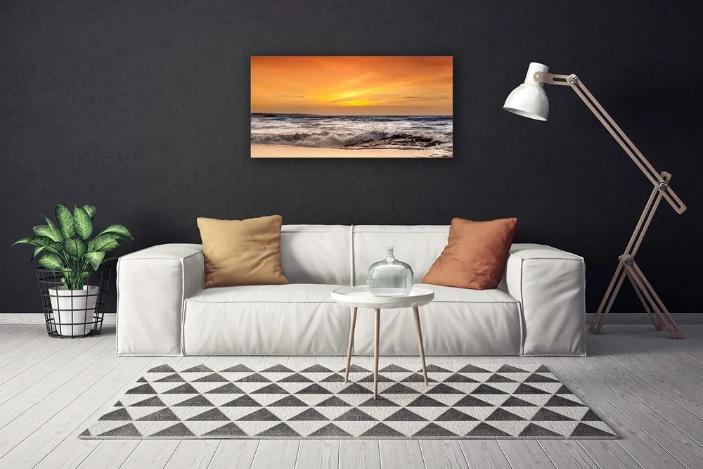 Quadro su tela Mare, sole, onde, paesaggio 100x50 cm