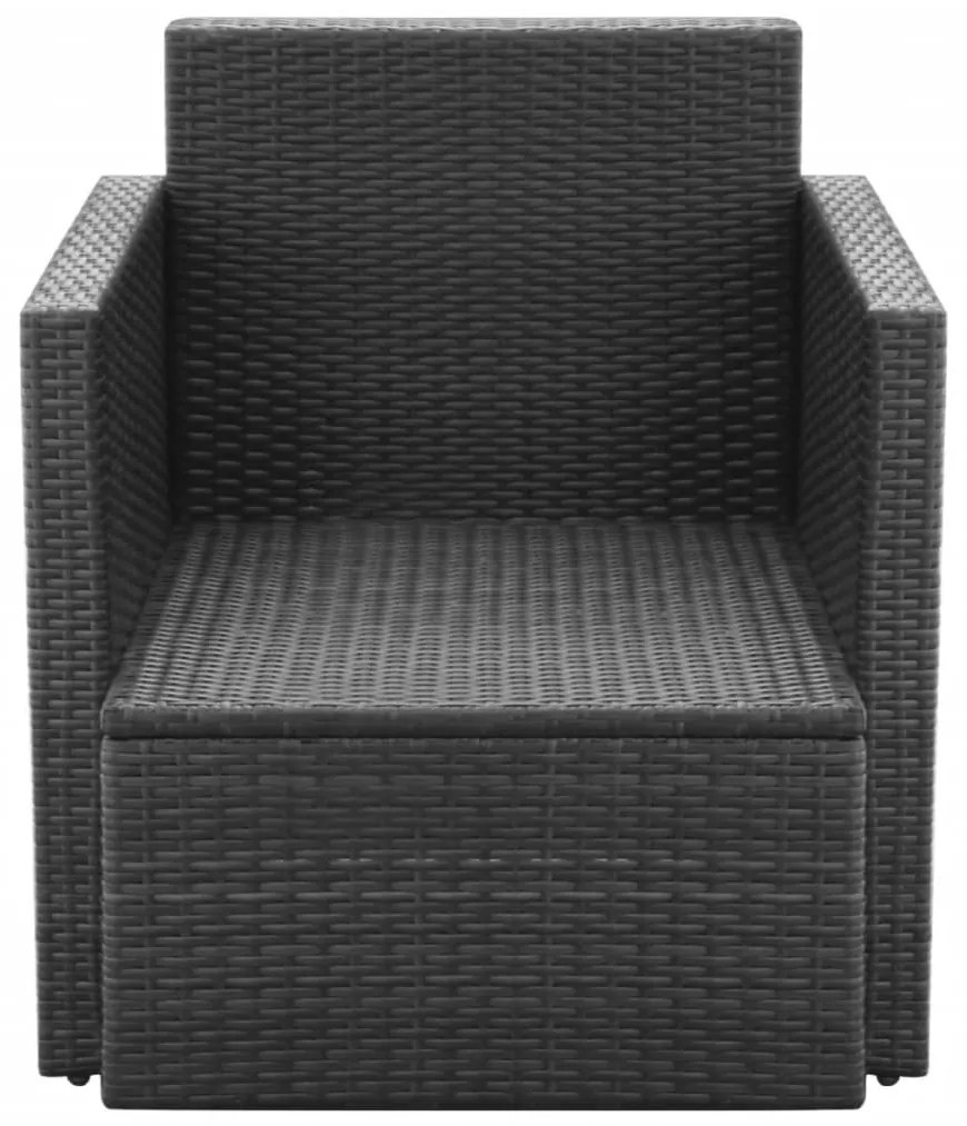 Sedia da giardino con cuscini in polyrattan nero