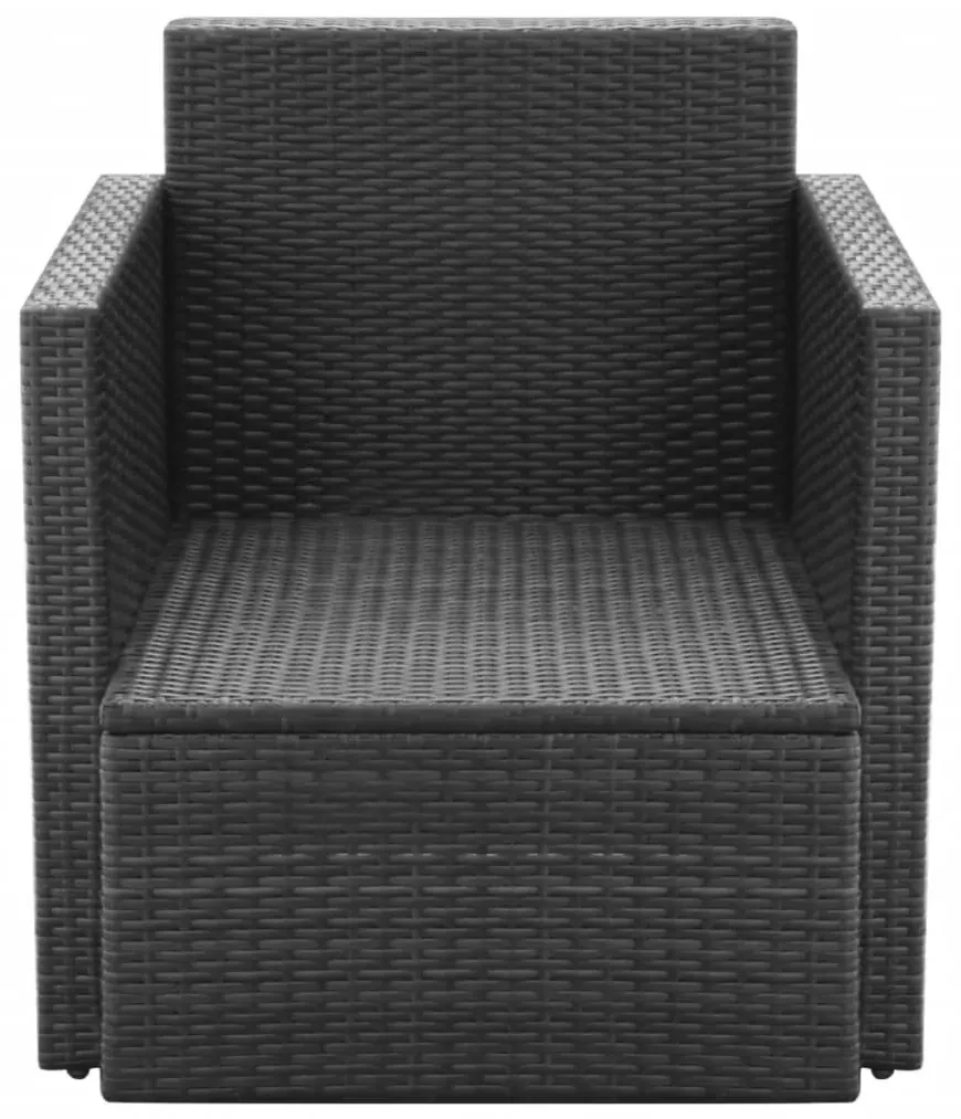 Sedia da giardino con cuscini in polyrattan nero