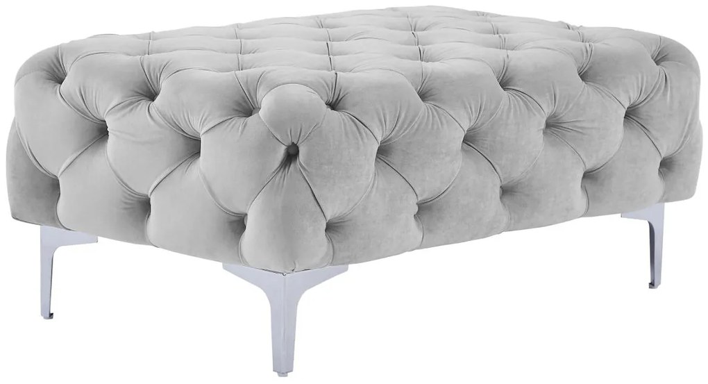 Pouf Chesterfield in Velluto Grigio - EDWINA