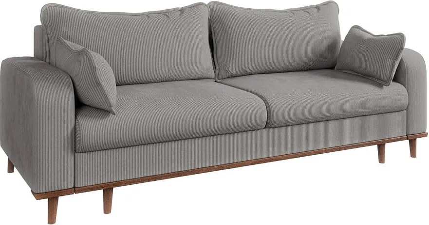 Divano grigio chiaro in velluto a coste 220 cm Beata - Ropez