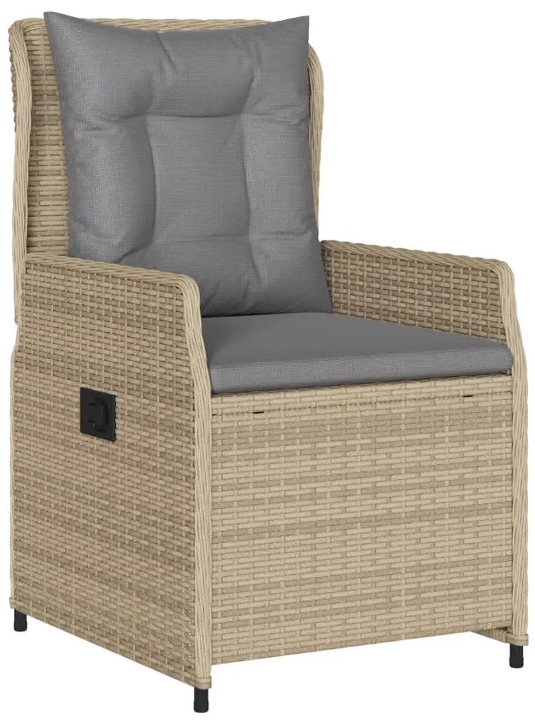 Set da pranzo da giardino 7 pz con cuscini beige in polyrattan