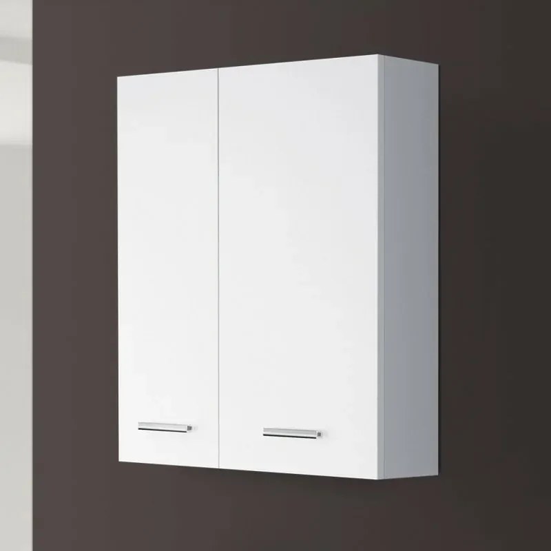 Pensile bagno sospeso 60 cm bianco con ante e ripiano interno Desya
