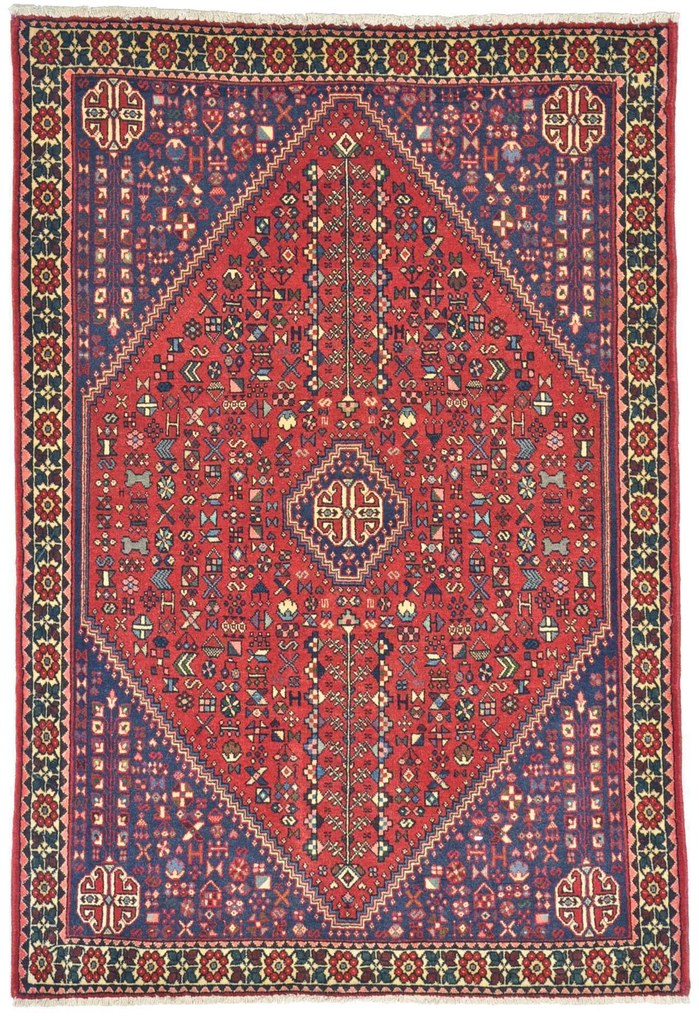 Abadeh Tappeto 110 x 150 Rosso (Iran) Annodato A Mano