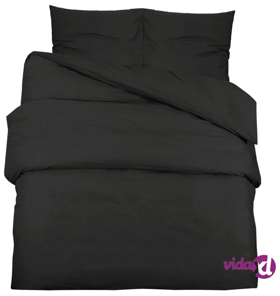 vidaXL Set Copripiumino Nero 140x200 cm in Cotone