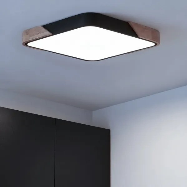 Brilagi - Plafoniera LED dimmerabile PILANA LED/48W/230V rovere/nero 56x56 cm + telecomando