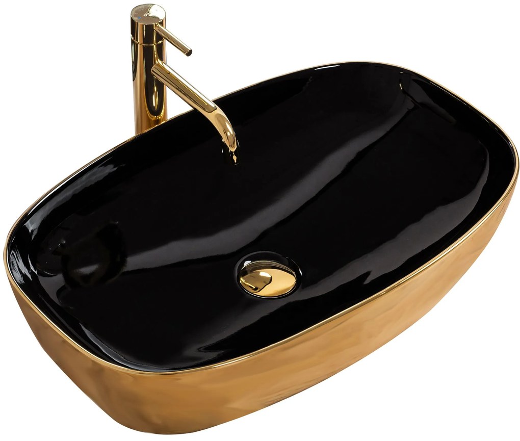 Lavabo da appoggio in ceramica Rich Gold/Black