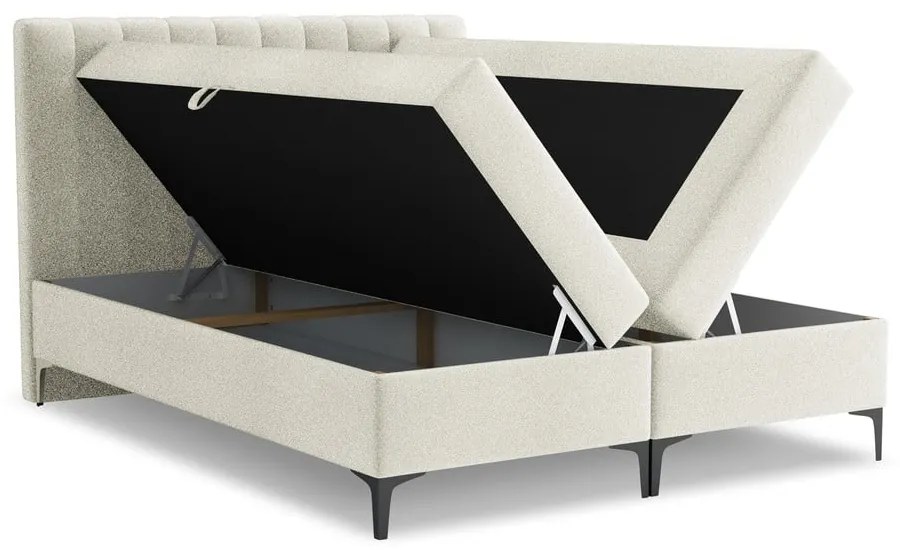 Letto boxspring beige con contenitore 160x200 cm Puhala – Makamii