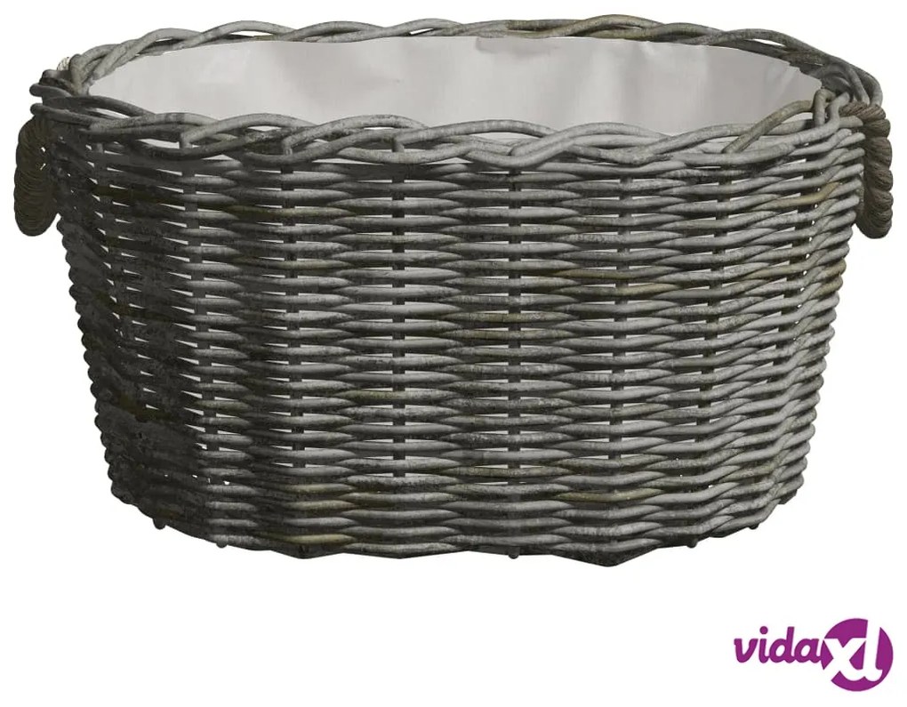 vidaXL Cesta per Legna con Maniglie 60x40x28 cm Grigia in Salice