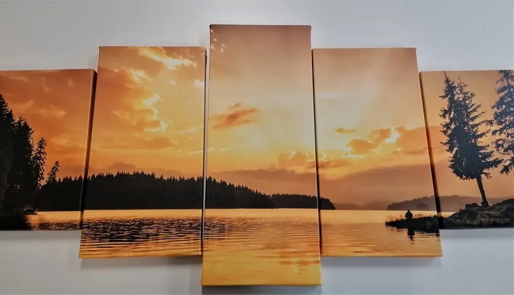 Quadri 5 pezzi – Riflesso del lago di montagna
