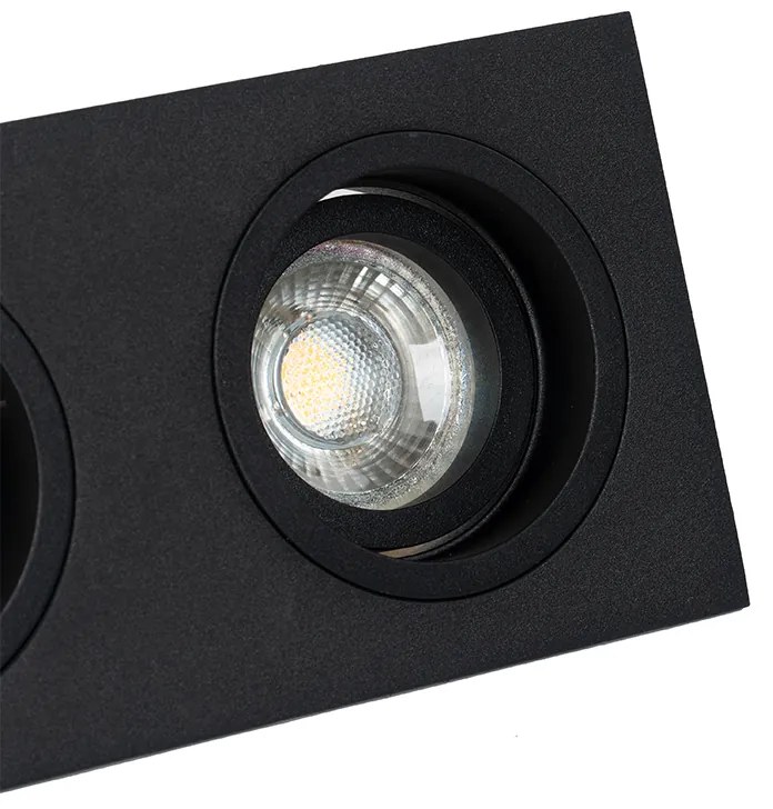 Faretto da incasso quadrato nero orientabile a 2 luci - Chuck