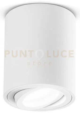 Gfa351- - faretto h. 9,6cm tondo bianco orientabile in alluminio 1 ...