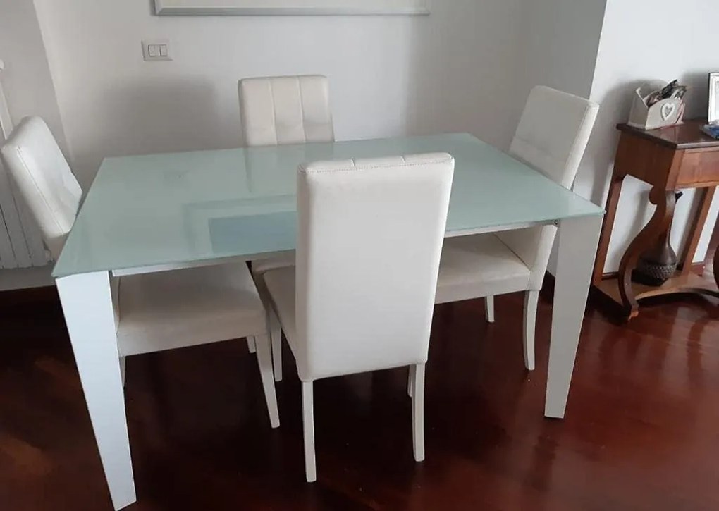 Tavolo da pranzo allungabile moderno bianco 160 x 90