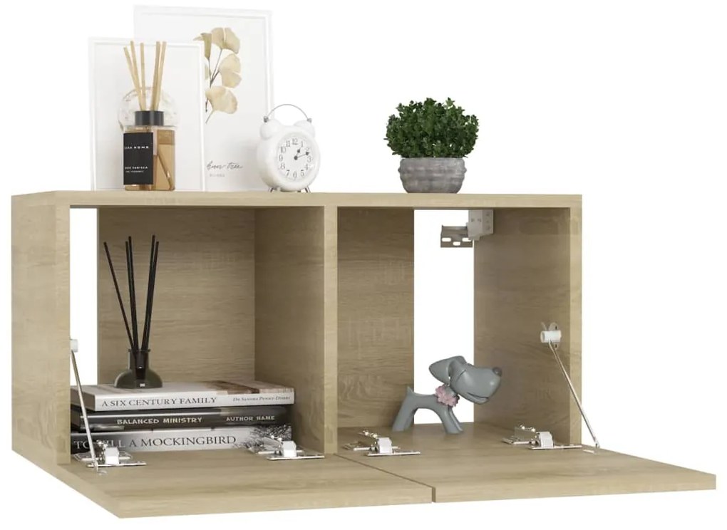Set porta tv 8 pz rovere sonoma in truciolato