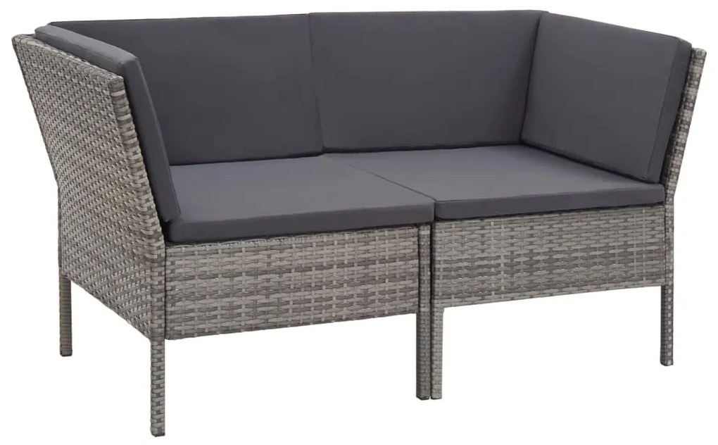 Set Divani da Giardino 6 pz con Cuscini in Polyrattan Grigio