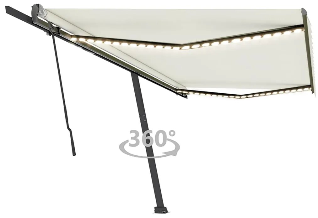 Tenda Da Sole Retrattile Manuale Led 500x350 Cm Crema /