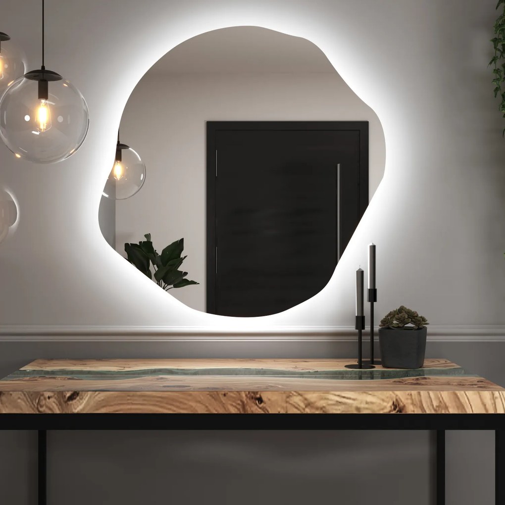 Specchio organico LED con illuminazione A35 45x46