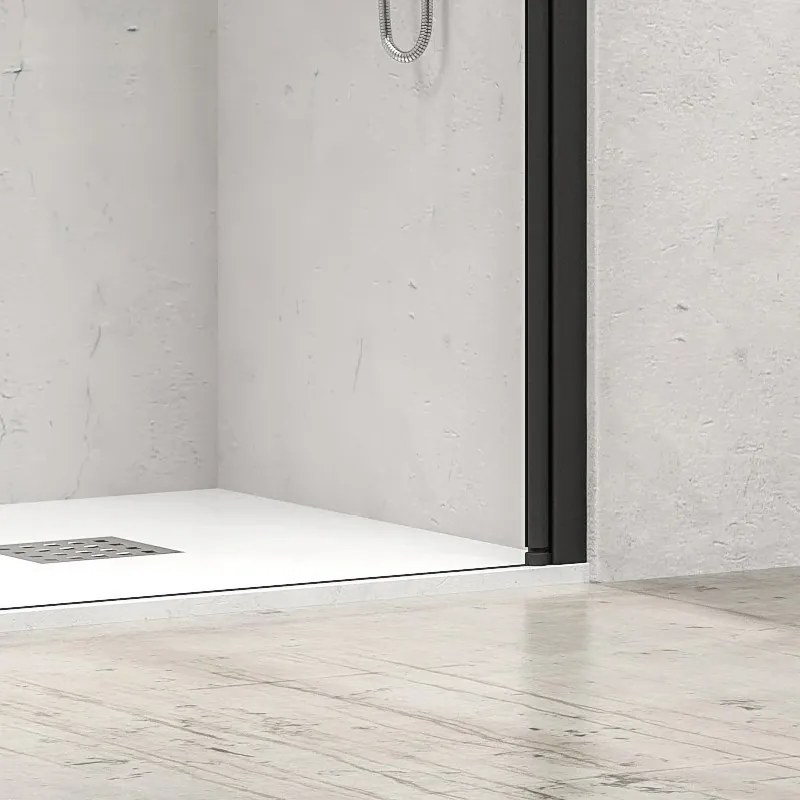 Kamalu - doccia per nicchia 110-115 cm doppio battente profili neri kn-saloon
