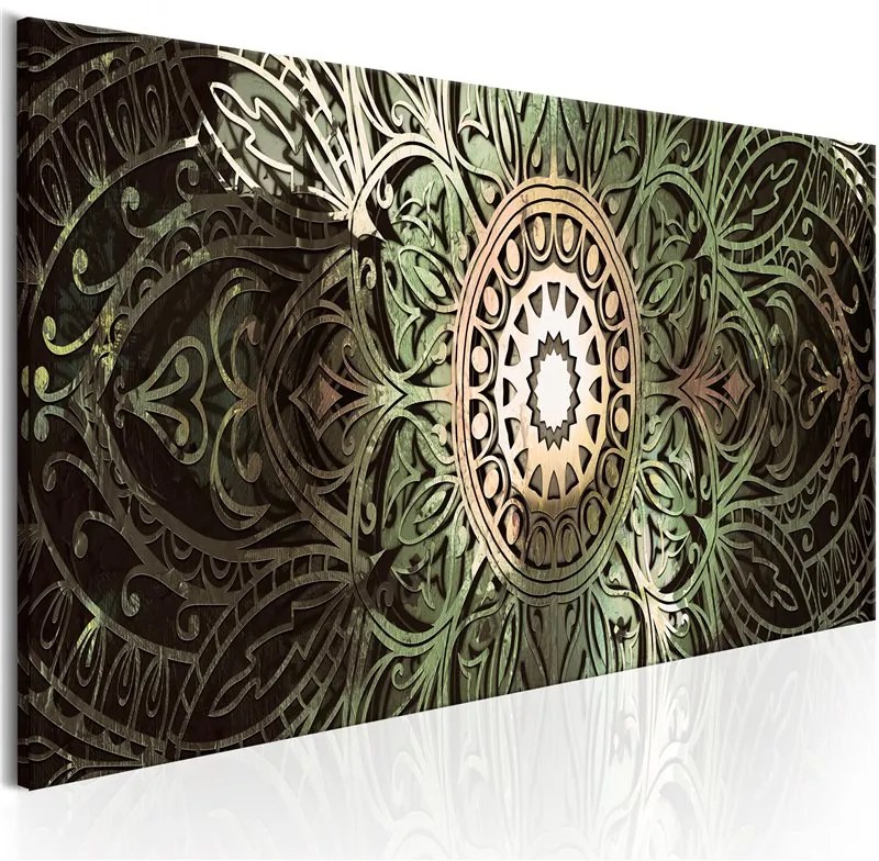 Quadro Emerald Mandala  Colore Beige, Dimensioni e Misure 120x40