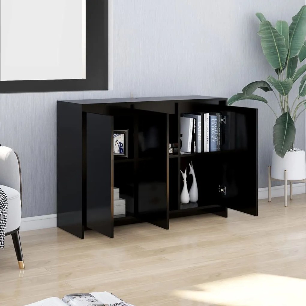 Credenza nera 102x33x75 cm in truciolato