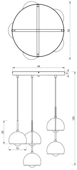 Lampadario su corda COOL 5xE27/60W/230V nero