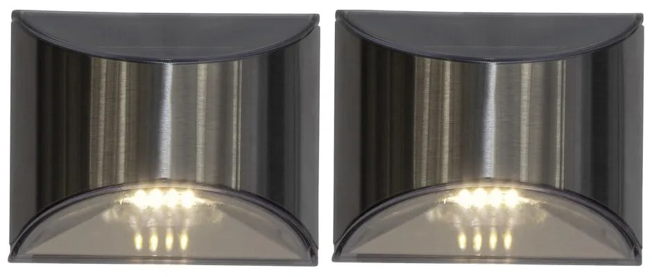 Set di 2 luci LED solari a parete in acciaio inox, altezza 8 cm Wally - Star Trading