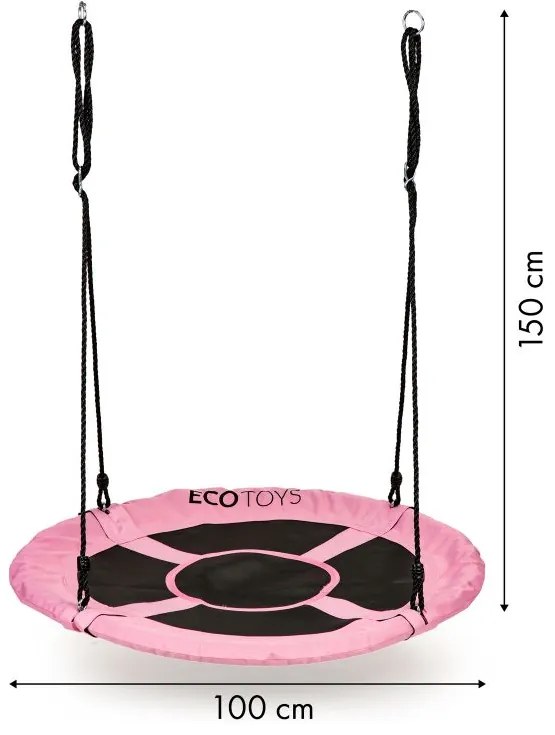 Altalena da giardino a nido di cicogna 100 cm ECOTOYS rosa