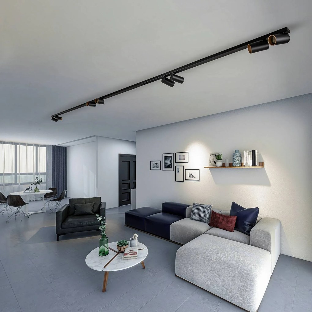 Nowodvorski Lighting Faretto soffitto Mono VIII nero/oro 8 luci 2x150cm
