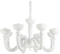 Lampadario Shabby Chic-Provenzale Bon Bon Metallo Bianco 8 Luci