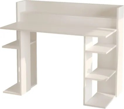 Scrivania Moderna Porta PC 120x58x98 Con Ripiani Laterali Pixel Bianca