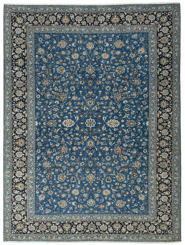 Kashan Tappeto 290 x 380 Blu (Iran) Annodato A Mano