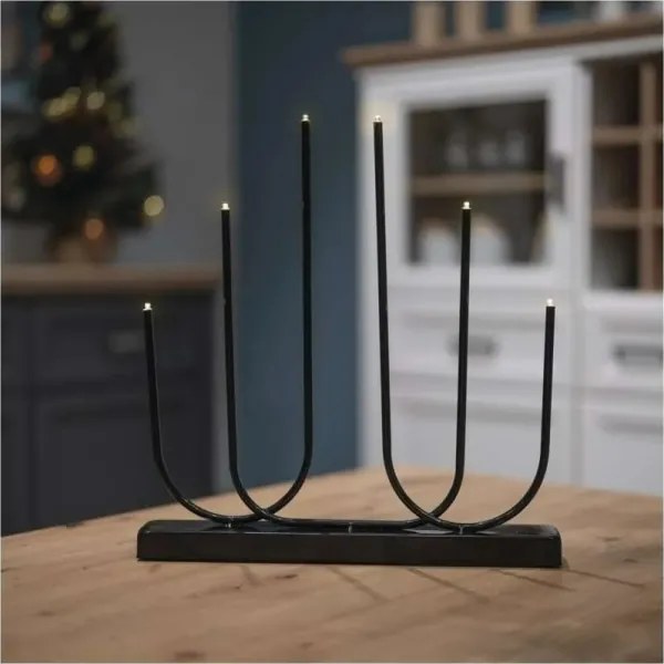 Portacandele natalizio a LED 6xLED/2xAA nero