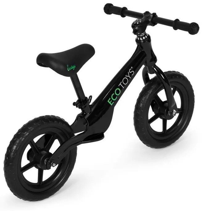 Bicicletta senza pedali nera per bambini con gomme tubeless