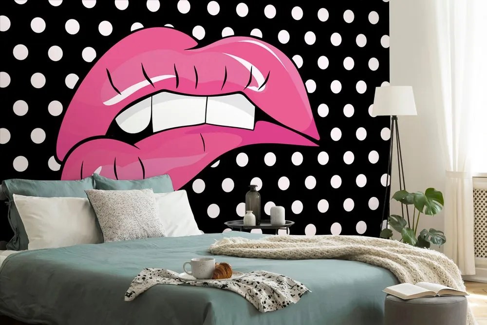 Carta da parati autoadesiva – Labbra rosa pop art